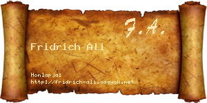 Fridrich Ali névjegykártya